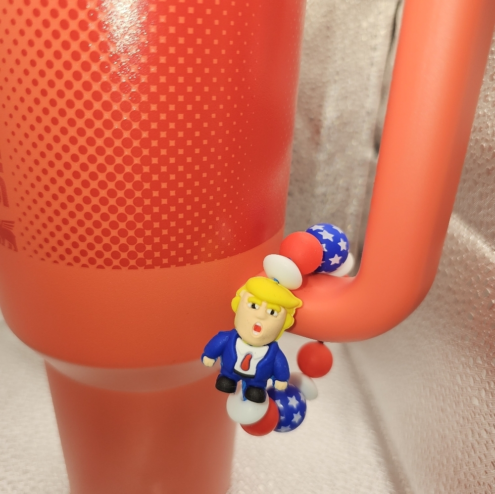 Silicone Tumbler Charms President Trump Red, White & Blue